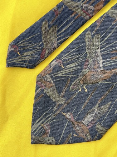 Corbata 100 % seda azul diseño mosca pato Ralph Lauren auténtica - Imagen 8 de 12