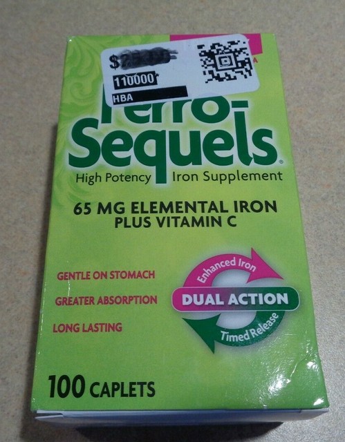 Ferro-Sequels High Potency Iron Supplement 100 Caplets Exp ...