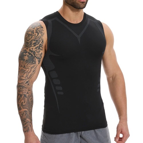 Men's Seamless Sleeveless Slim Dry Fit Compression Undershirts Workout Tank Tops - Picture 7 of 16
