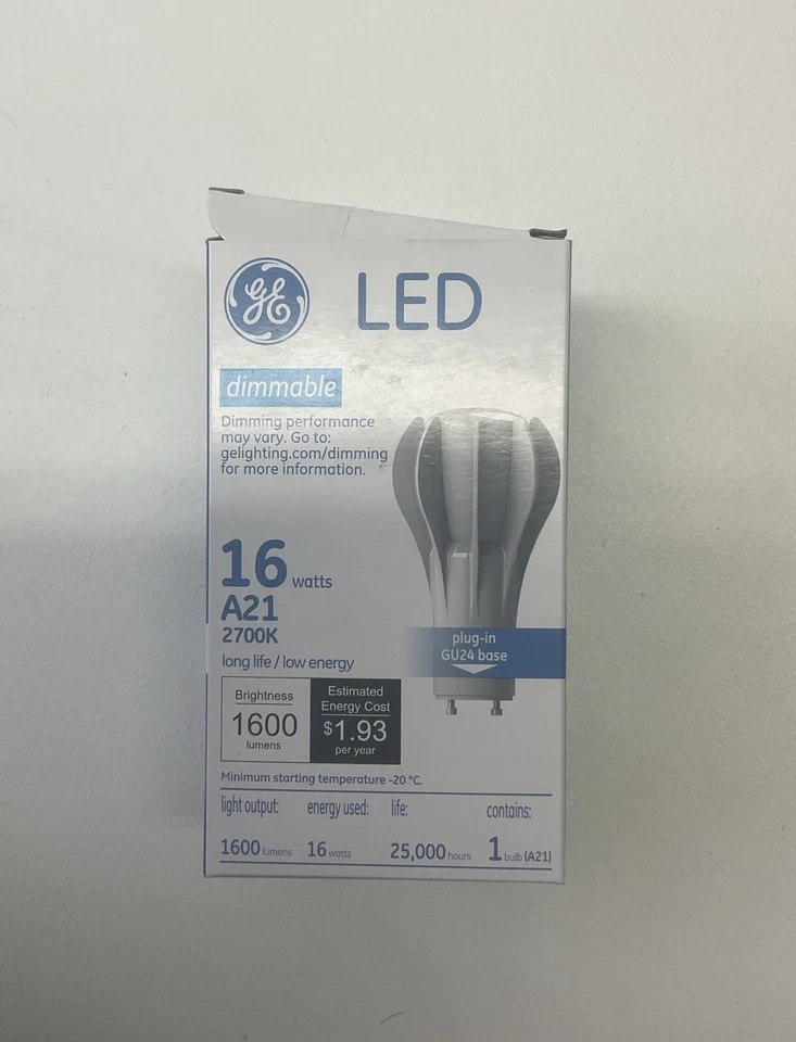 GE OEM 92498 LED A21 , GU24 base 16 Watts 2700K White Dimmable -LED16DA21827GU24 - Image 3 of 4