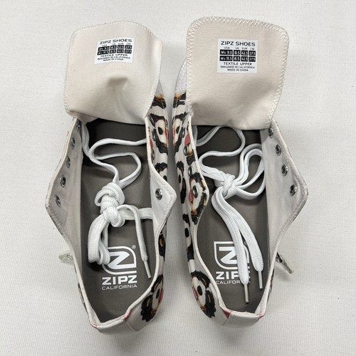 NEW Zips California Shoes Mens 9.5 White Dog Print Low Top Sneaker Zipper Animal - Picture 11 of 12