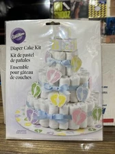 Wilton Occasions Baby Shower Diaper Cake Kit -Base, Ribbons, Paper Blocks & Feet