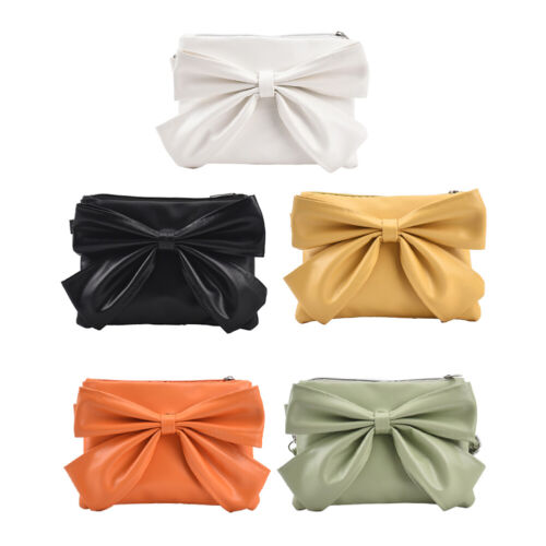 Retro Women Bowknot PU Solid Color Small Purse Crossbody Shoulder Messenger Bag - Picture 1 of 15