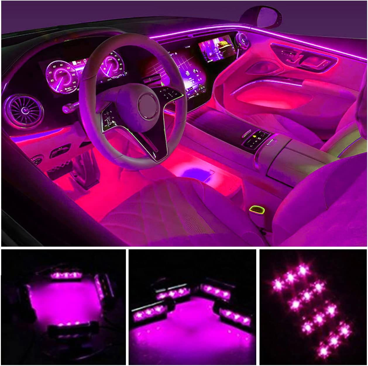 Car LED Strip Light, Ej'S SUPER CAR 4Pcs 36 LED Car Interior Lights under Dash L