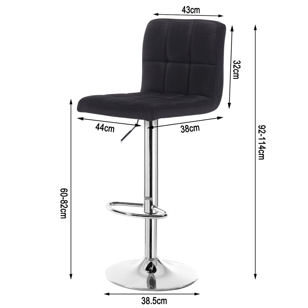 Sgabelli Da Bar WOLTU 2 Pezzi - Sgabelli Alti Girevoli Con Schienale E Braccioli, Grigio Scuro