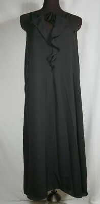 mexx black dress Metropolitan Spaghetti Strap V Neck Ruffle Lined Size 12 5% Spandex