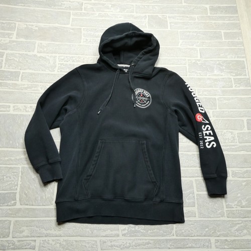 Rugged Seas Fisherman Deep Sea Hoodie Mens M Black Fishing Ocean Heavy