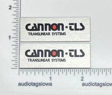 Cannon TLS Translinear Systems Speaker Badges Custom Made Aluminum PAIR