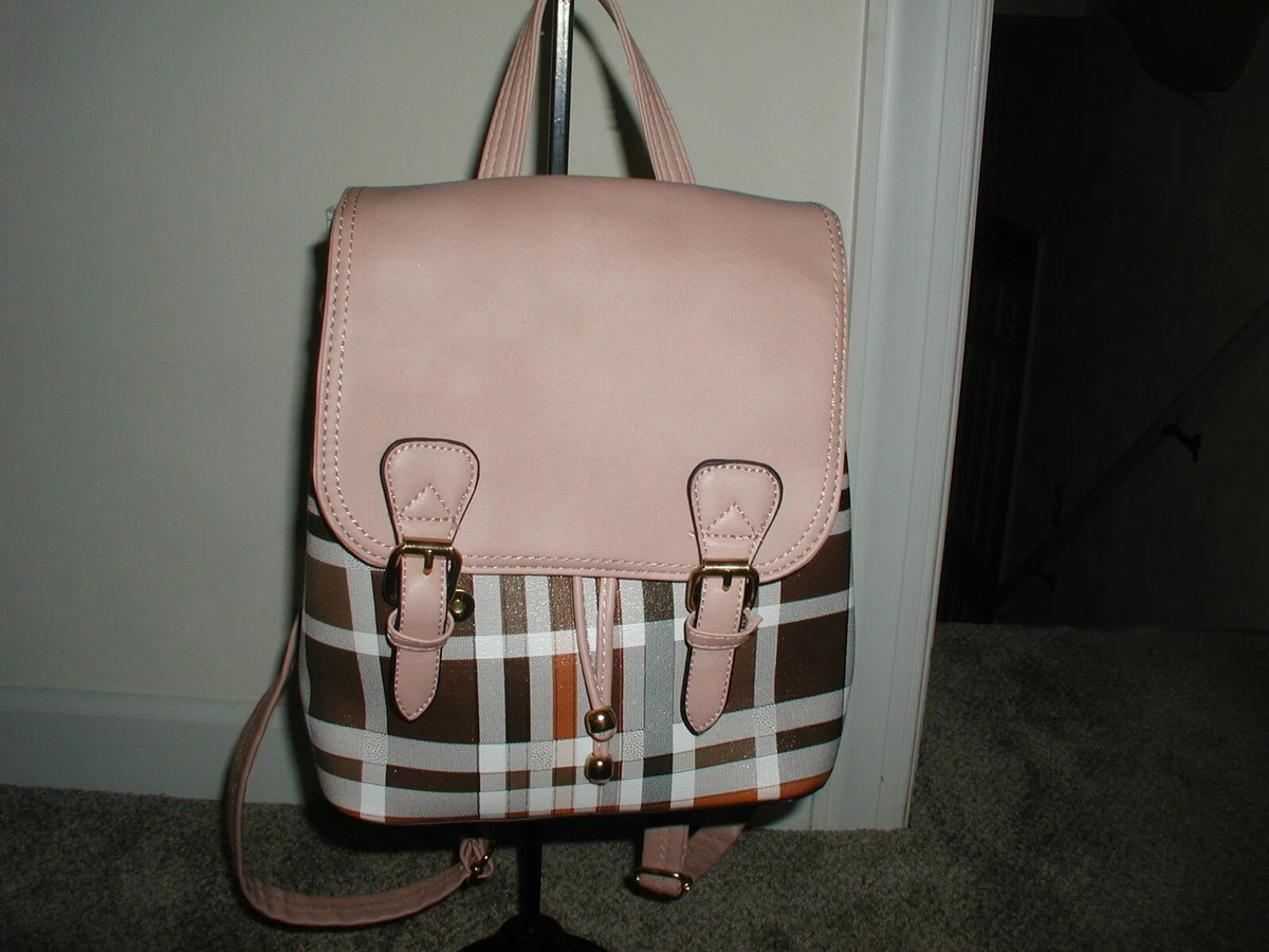 Rita Ross Backpack Buff with soft Plaid Grab handle and adj straps