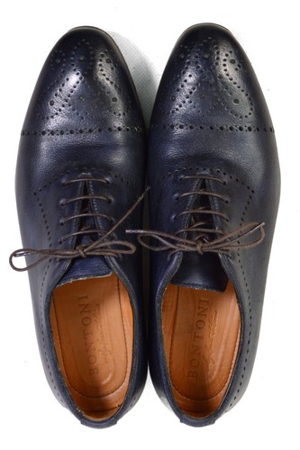 rrp1100$ BONTONI wholecut oxfords Navy BLUE UK6.5 /US7.5 /40.5 shoes carmina men - Picture 5 of 12