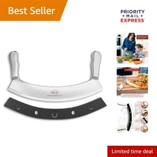 Heavy-Duty 12" Mezzaluna Knife - Stainless Steel Cutter with Protective Sheath