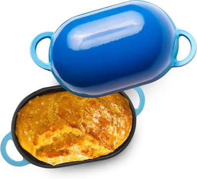 LoafNest: The Original Breadbaking Dutch Oven. 2 Qt Covered Blue Gradient 