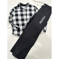 Tommy Bahama Kids Boys Plaid Button Down Shirt  Jogger Pants Set Size M 7-8