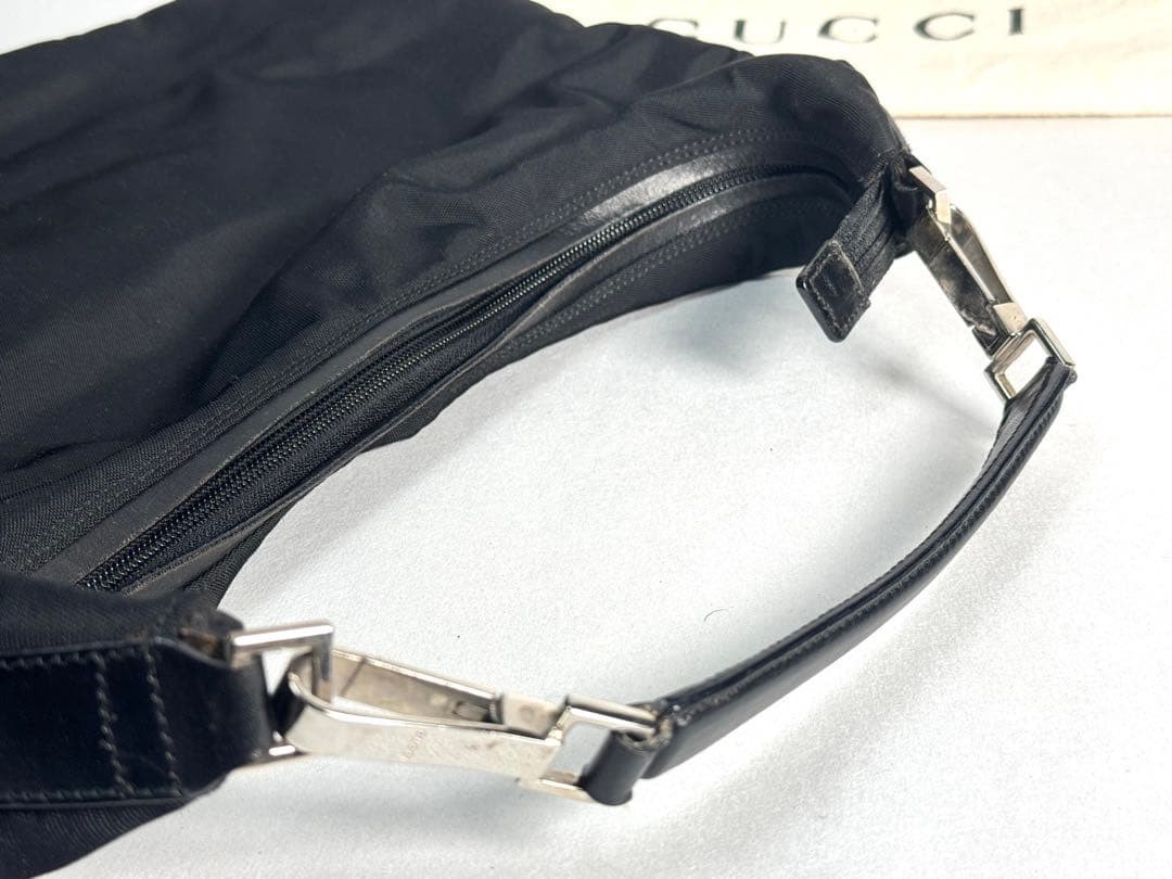 GUCCI Nylon Tote Bag Black Leather Trim Authentic Good Condition thumbnail 5