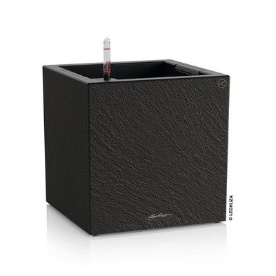 LECHUZA  Pflanzgefäße CANTO Slatestone 30 low Dunkelgrau All-in-One
