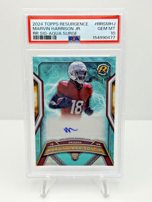 2024 Topps Resurgence - Marvin Harrison Jr. Auto /249 Aqua Surge #RRS-MHJ PSA 10