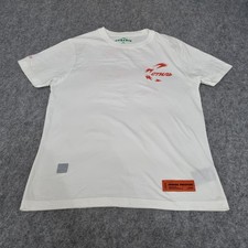 Heron Preston Shirt Mens Medium White Red Crew Neck Tee Top Cotton