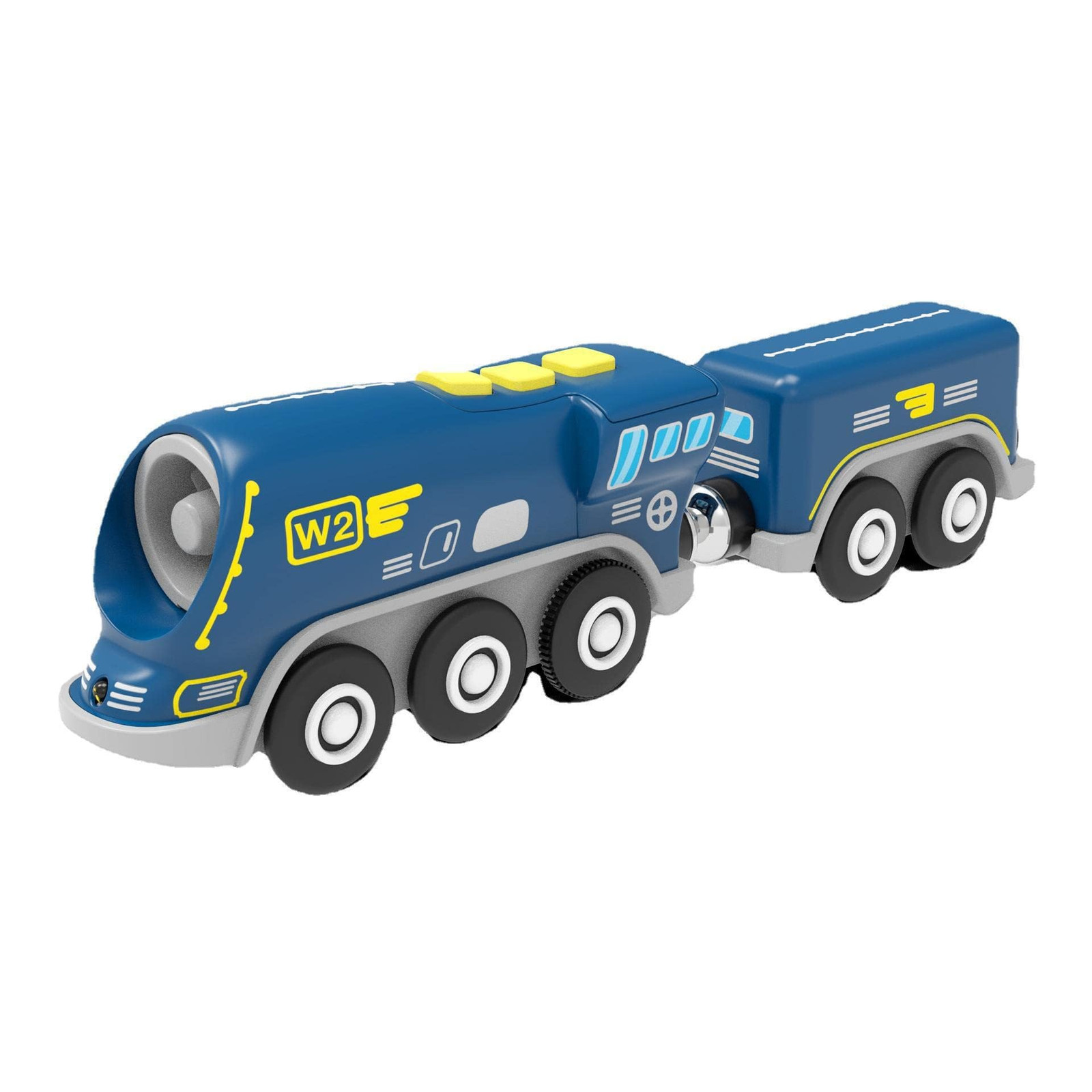 Battery Operated Locomotive Train for Wooden Tracks, Powerful Engine Toy Trai...