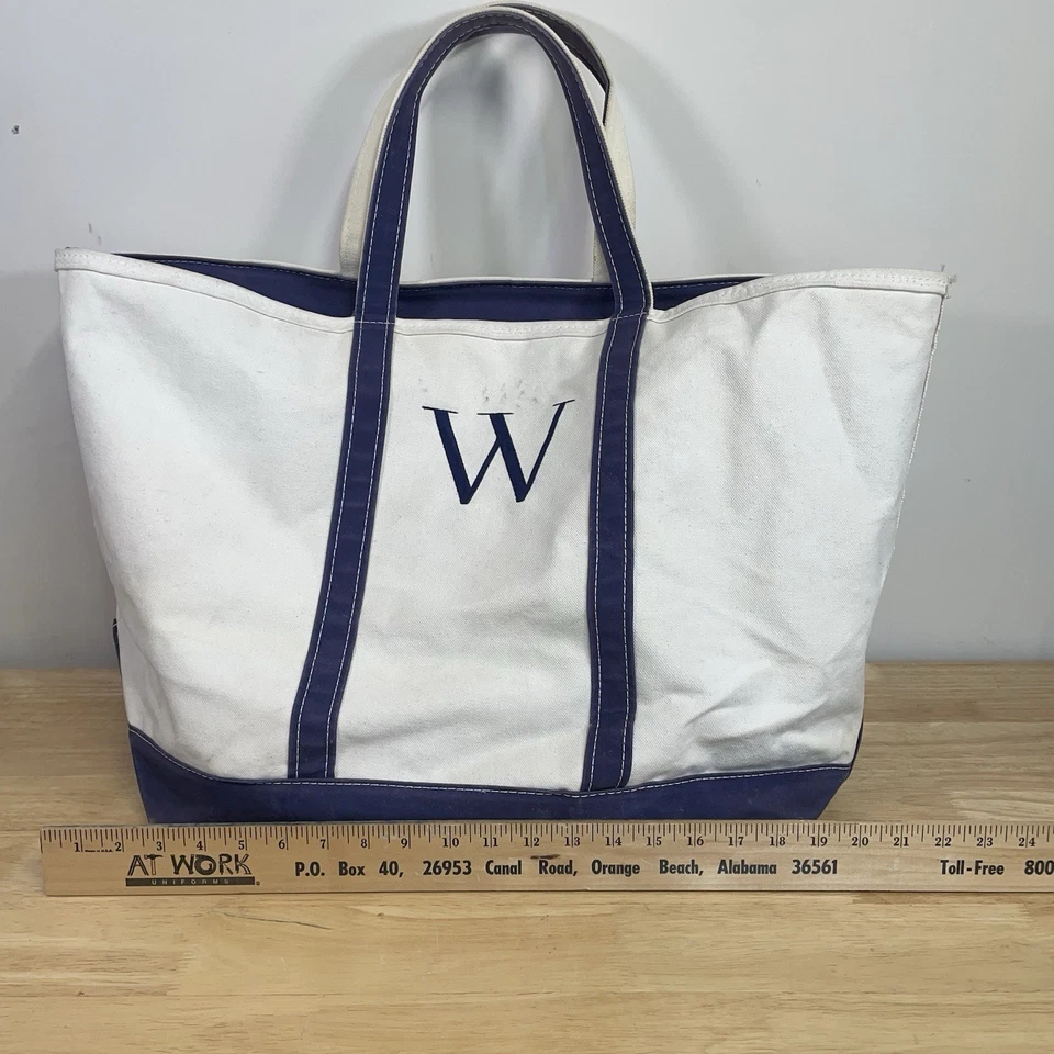 Винтажный LL Bean лодка и сумка с короткими ручками большой молнии верхний холст сумка персонализированный W YL60 - Изображение 2 из 4