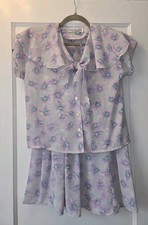 Vintage 80's Laura And Jayne Petite Blouse And Skirt Set Pastel Floral Print. 4