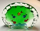 Vintage Murano Art Glass Tropical Fish Aquarium Paperweight  w/ Original Label