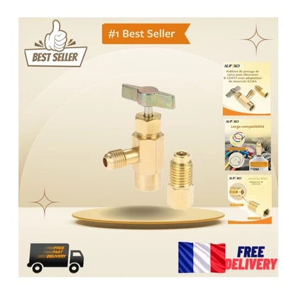 Robinet R1234YF Auto-Scellant avec Adaptateur R134A, Ouvre-Bouteille Éfficace - Photo 1/4