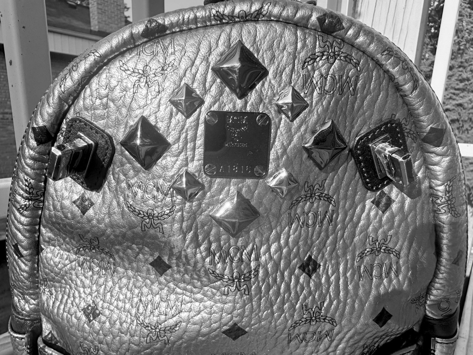 MCM Metallic/Silver, Studded medium Backpack. Con… - image 4