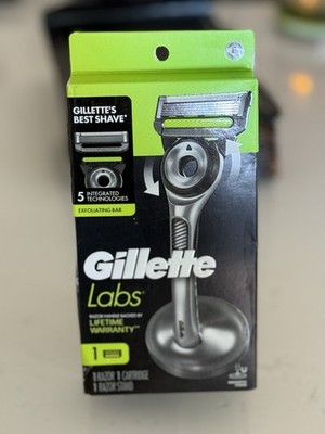 NEW Gillette Labs Razor Exfoliating Bar 5 Blades Metal Handle Stand 1 Cartridge