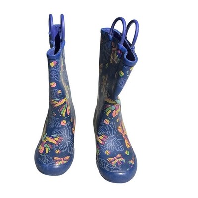 L.L. Bean Kids Rain Boots Size 12   Blue, Multicolor, Butterfly Print