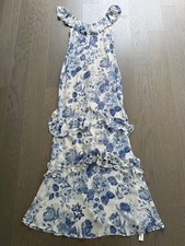Reformation TRIPOLI Lucerne Blue Floral Ruffle Tiered Maxi Dress Gown w/ Tags 6