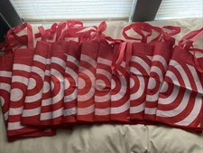 Lot of 12 Target White Logo Red Reusable Grocery Supermarket Shopping Bag Totes