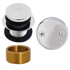 Universal Fine or Coarse Thread Replacement Bathtub Tip-Toe Drain with 2-Hole Fa