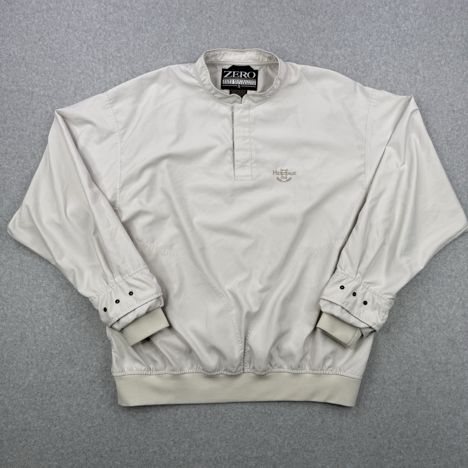 Zero Restriction Jacket Mens XL Ivory 1/4 Button Windbreaker Heritage Club Golf