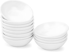 12 Pack Soy Sauce Dish 3inch Ceramic Dipping Bowls Bulk, 1.2 Oz White Dipping
