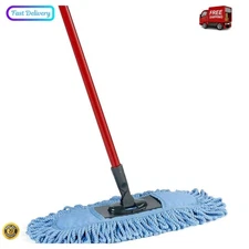 Dual Action Microfiber Dust Mop  Floor Sweeper for Hardwood & Tile, Red