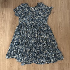 Vintage S Roberts Dress Womens 18/20 Blue Floral Sheer  Maxi Grunge Goth