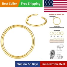 316L Surgical Steel Nose Rings Hoop Septum Clicker Hinged Segment Ring Lip Ea...