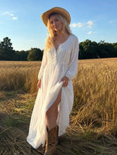 Victoria's Secret Country Nightgown Small White Sheer Cotton Cottagecore Prairie