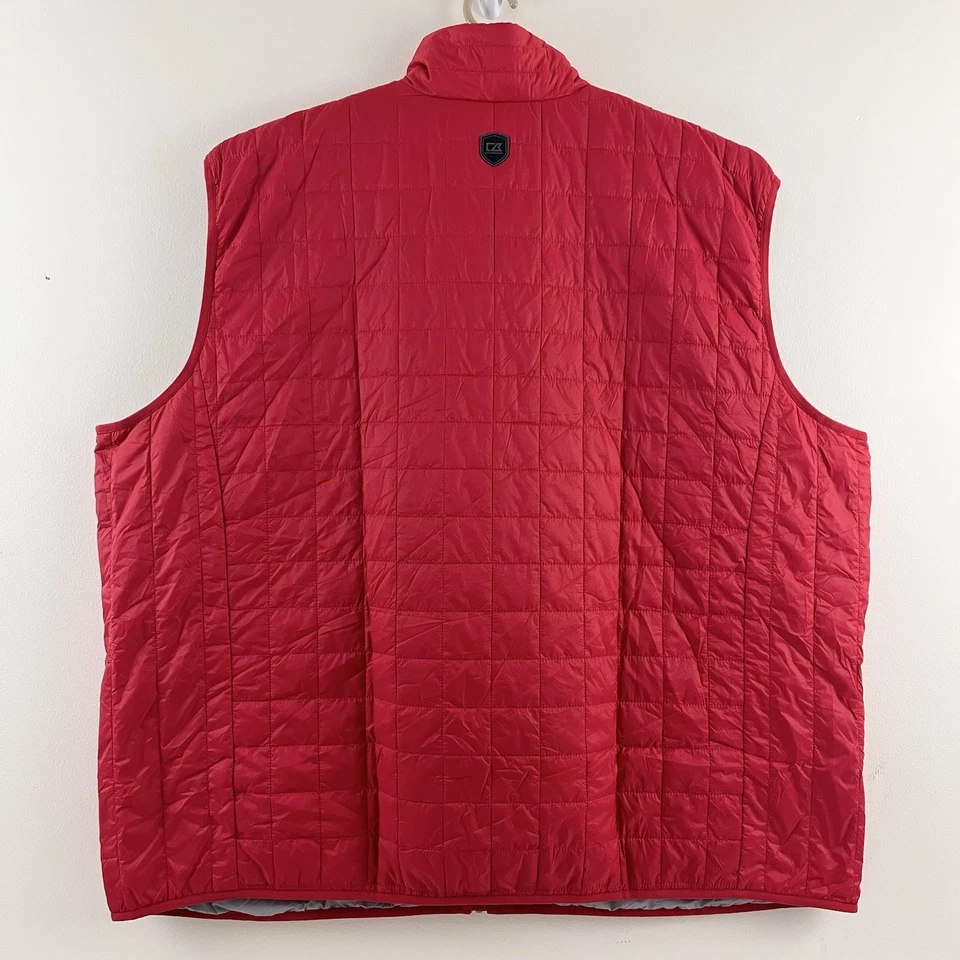 Cutter & Buck Rainier Primaloft Eco Vest Mens 5XB WeatherTec Puffer Full Zip Red - Image 2 of 4