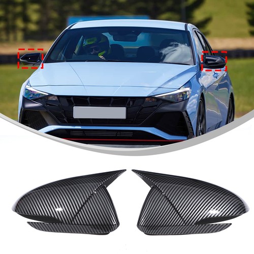 Car Rearview Mirror Cover ABS Carbon Protect Wing Trim For Hyundai i30 2018-2021 - Picture 2 of 8