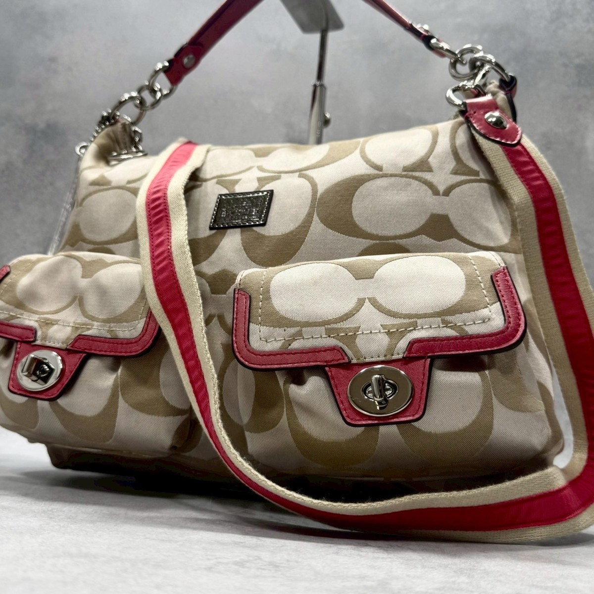COACH 18350 Signature Poppy 2‑Way Shoulder Bag Turn‑Lock Y2K COACH 