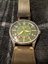 AVI-8 Hawker Hurricane 43mm Automatic Men's Watch Green Dial Date Leather