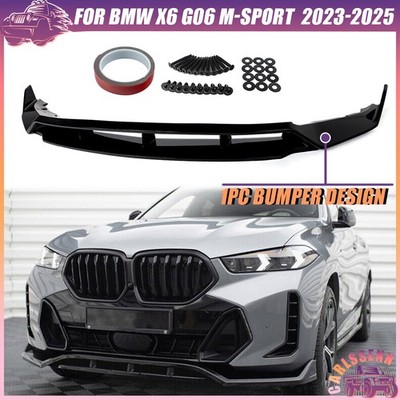 For BMW G06 X6 M Sport 2023-2025 GT Style Glossy Black Front Bumper Lip Splitter