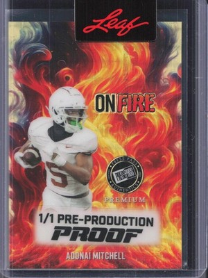 2024 Press Pass Premium Adonai Mitchell On Fire Super Prismatic Gold Proof #/1