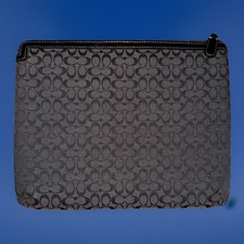 Coach signature nylon with leather trim Tablet Pouch Sleeve 11x8 Zip Closure