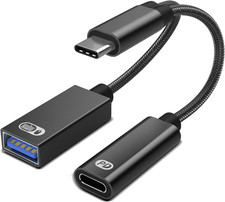 USB C to USB OTG Adapter, 2 in 1 USB C Splitter with Pd-In 60W Charging Port and
