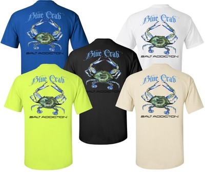 Salt Addiction Saltwater Blue Crab Fishing Short Sleeve T Shirt Ocean