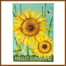 EVERGREEN GARDEN FLAG HELLO SUNSHINE BURLAP LINEN COLLECTION - BRAND NEW