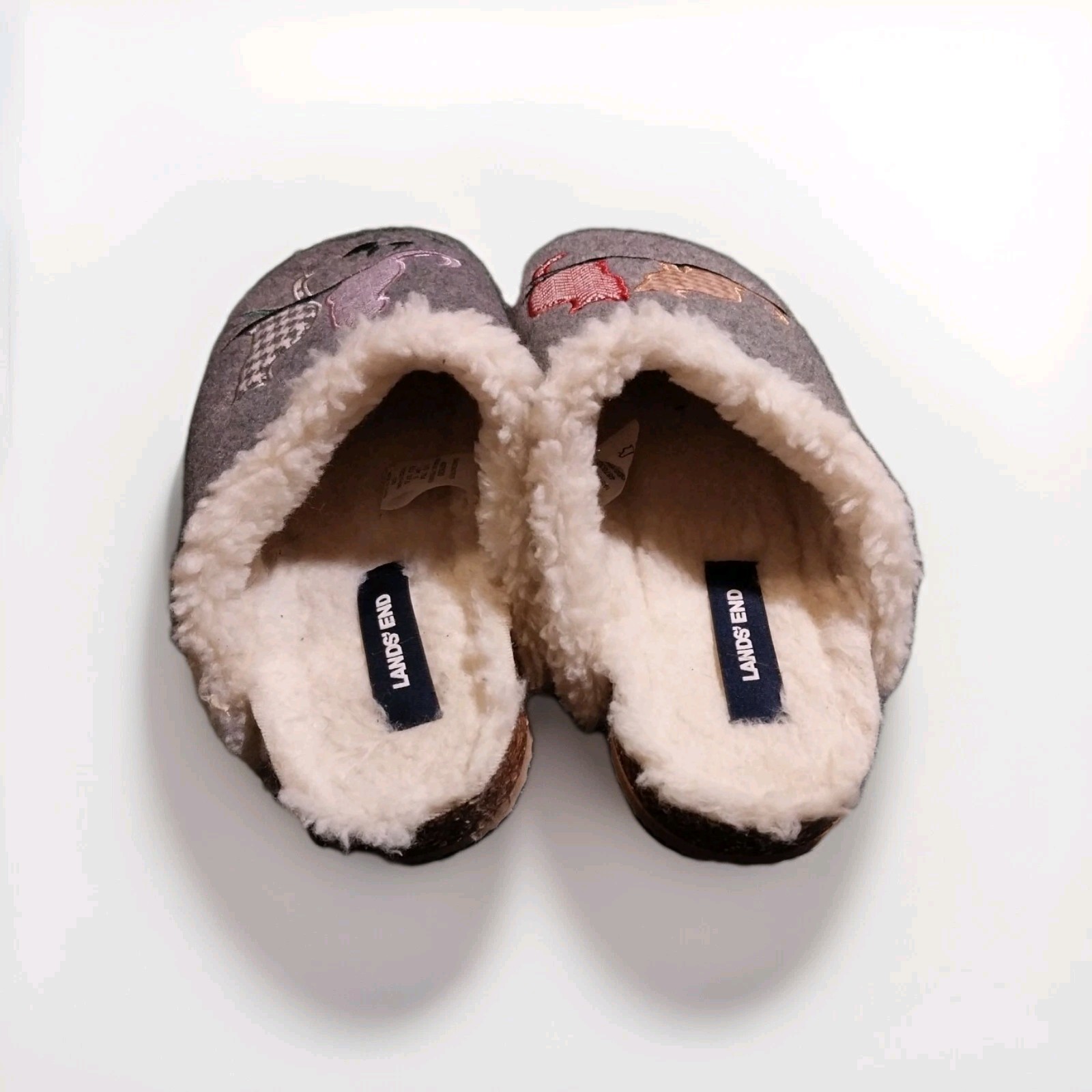 SAOLA Lands'End Kitty Cat Ciabatte Scarpe Donna 7M Foderate in Pile Suola Rigida Ricamata