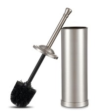 Brushed Nickel Toilet Brush and Holder Set,304 Stainless Steel Toilet Bowl Br...